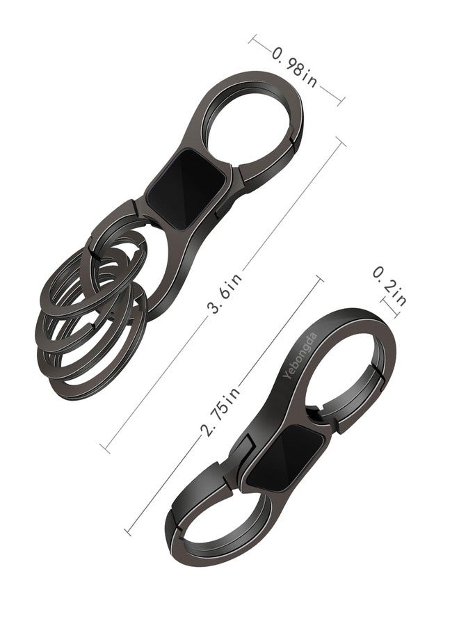 Yebongda Key Chain Quick Release Spring 2 Pack with 4 Key Rings Heavy Duty Keychain Organizer for Men and Women (Dark Grey) - Image 3